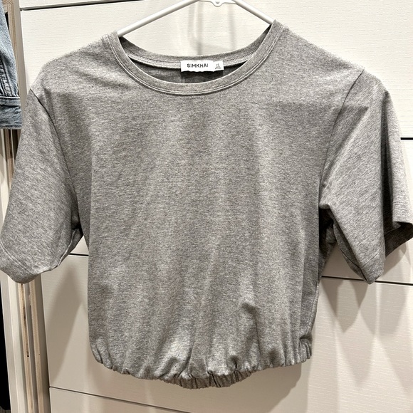 Jonathan Simkhai Tops - Jonathan Simkhai | JoJo Cotton Crop Tee | Gray | XS